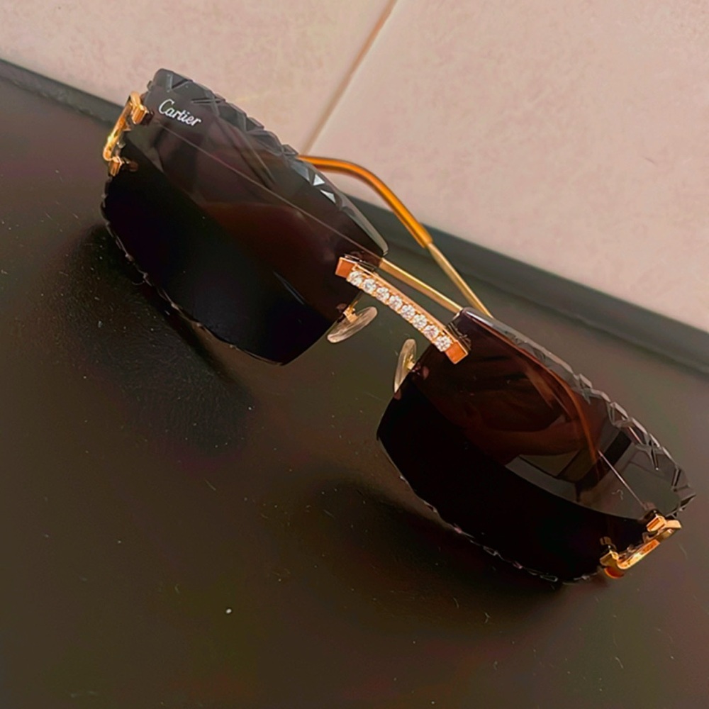 Cartier Brown Sunglasses with Gold Accents